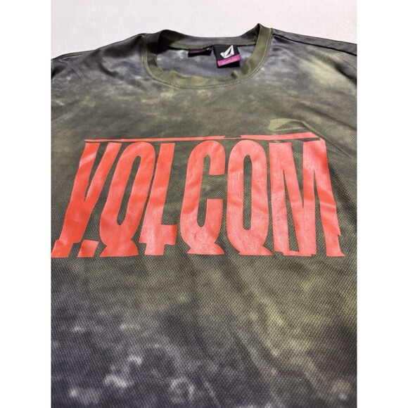 Y2K Volcom Jersey Shirt Size XL Green Graphic Diamond Grunge Skate Long Sleeve - Picture 2 of 10